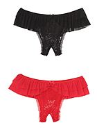 Crotchless panties, stretch lace, ruffles